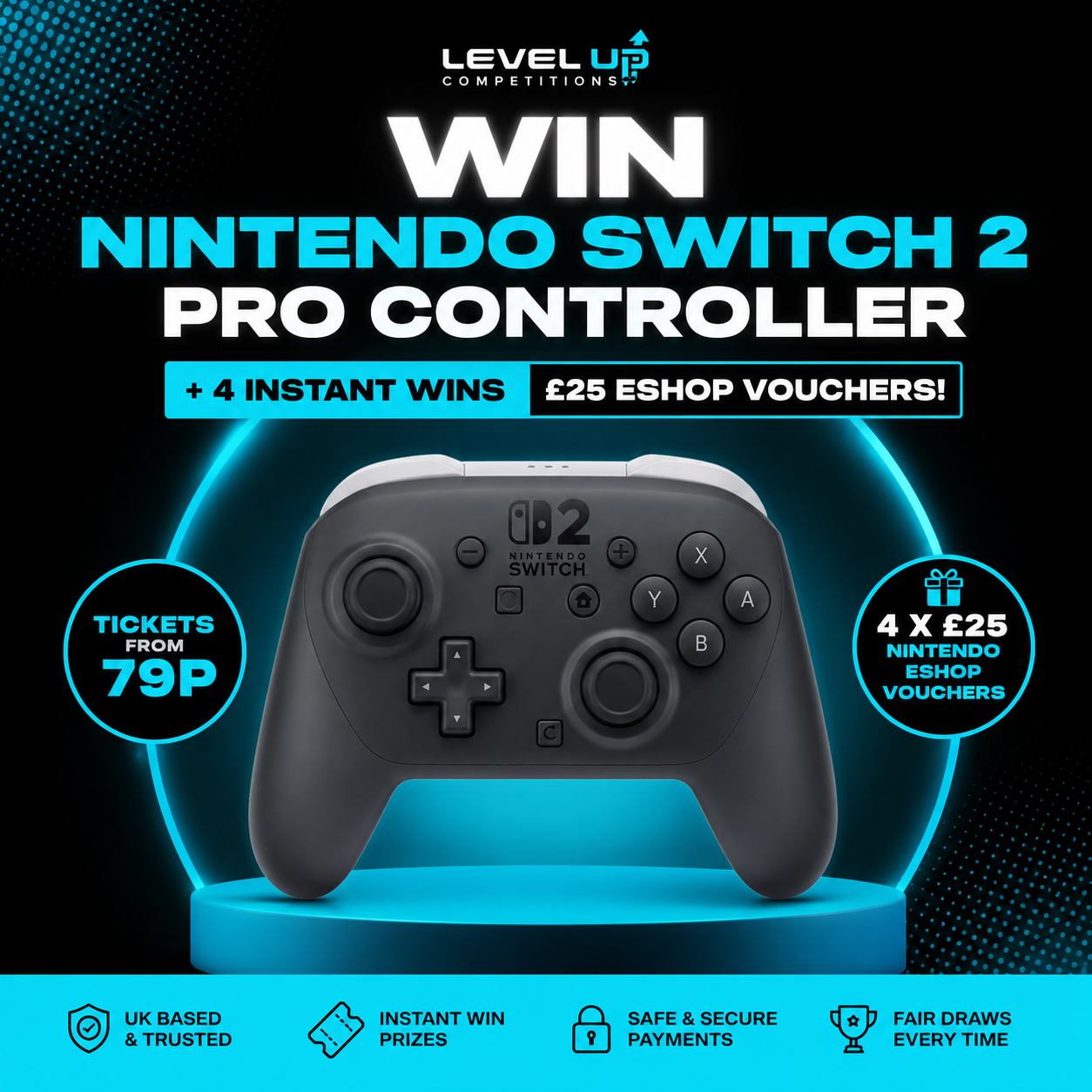 Win a Nintendo Switch 2 Pro Controller + 4 Instant Wins of £25 Nintendo eShop Credit!